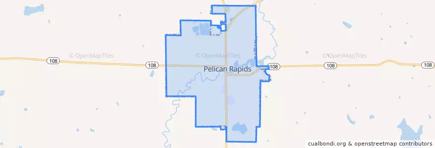 Mapa de ubicacion de Pelican Rapids.