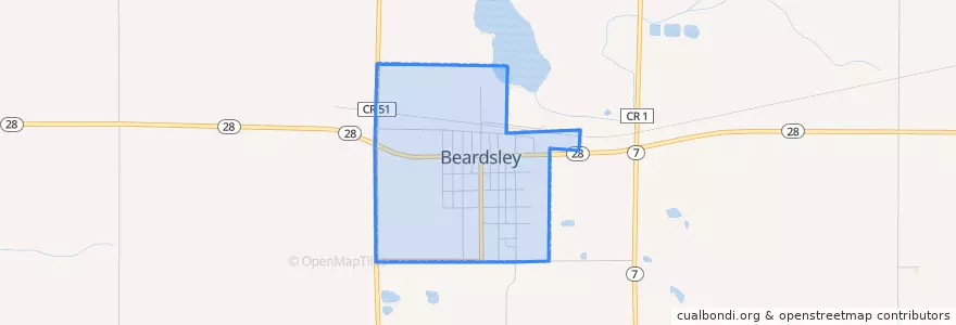 Mapa de ubicacion de Beardsley.