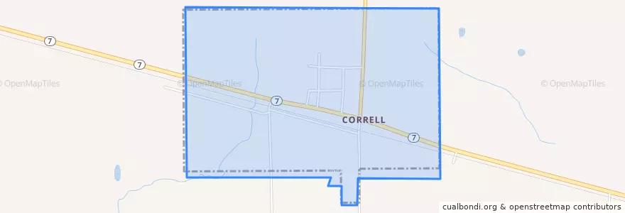 Mapa de ubicacion de Correll.