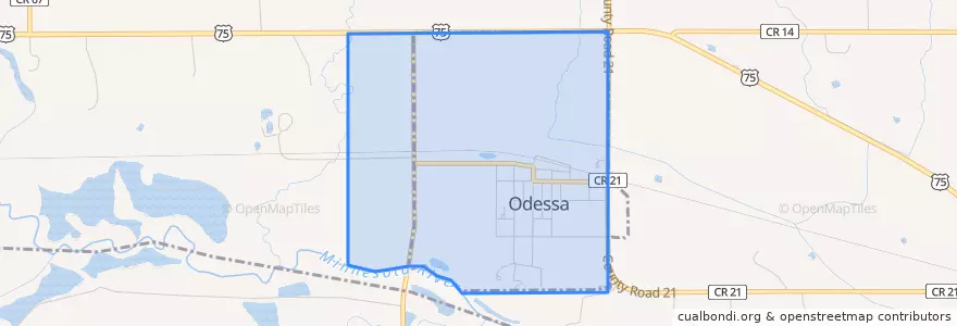 Mapa de ubicacion de Odessa.