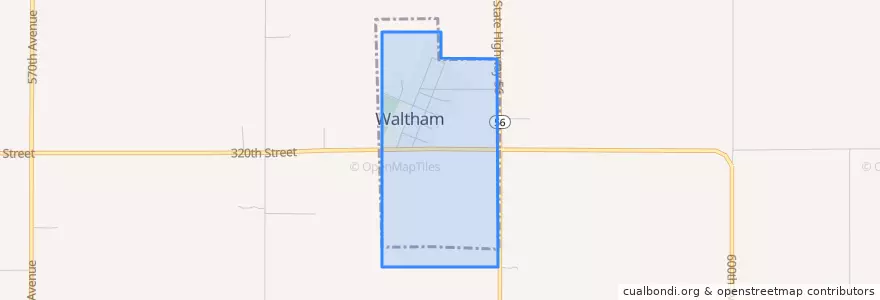 Mapa de ubicacion de Waltham.