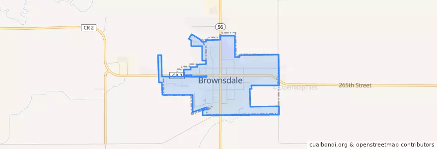 Mapa de ubicacion de Brownsdale.
