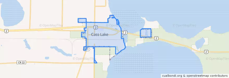 Mapa de ubicacion de Cass Lake.