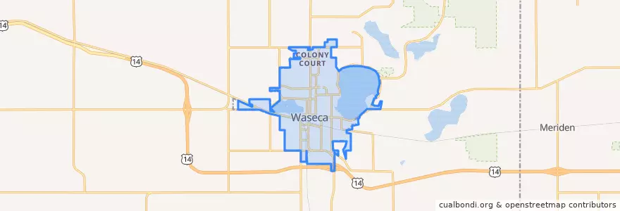 Mapa de ubicacion de Waseca.