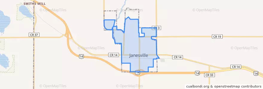 Mapa de ubicacion de Janesville.
