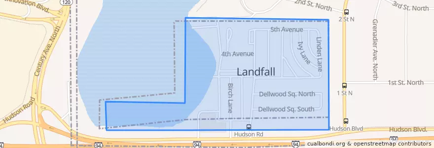 Mapa de ubicacion de Landfall.