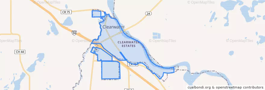 Mapa de ubicacion de Clearwater.