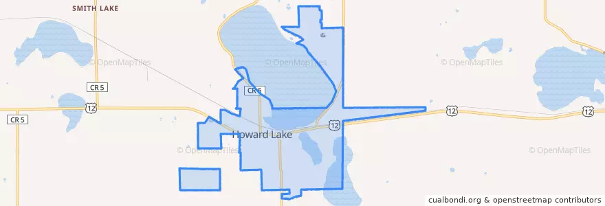Mapa de ubicacion de Howard Lake.