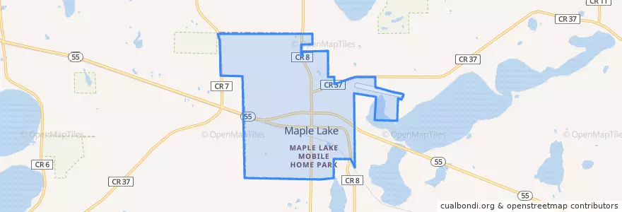 Mapa de ubicacion de Maple Lake.