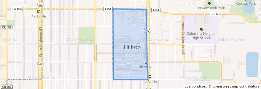 Mapa de ubicacion de Hilltop.