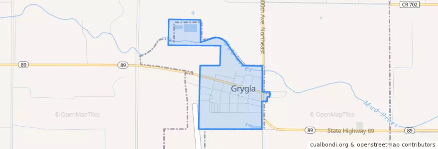 Mapa de ubicacion de Grygla.