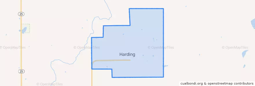 Mapa de ubicacion de Harding.