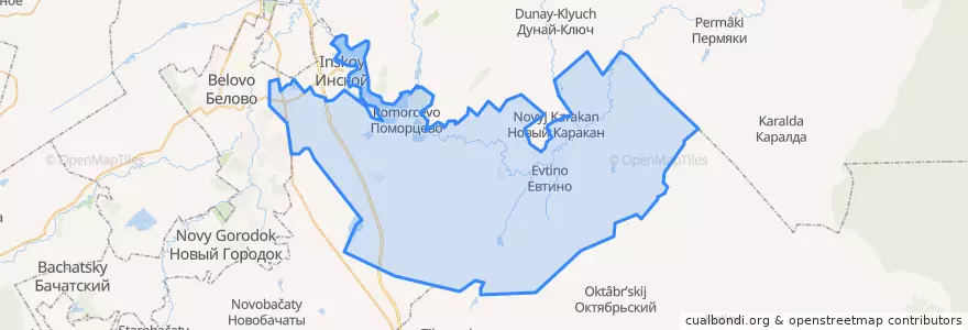 Mapa de ubicacion de Евтинское сельское поселение.