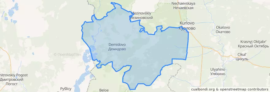 Mapa de ubicacion de Демидовское сельское поселение.