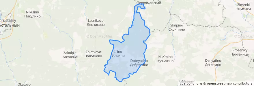 Mapa de ubicacion de сельское поселение Добрятино.