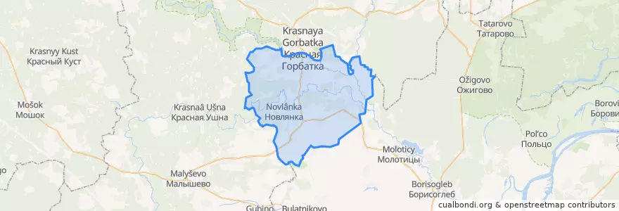Mapa de ubicacion de Новлянское сельское поселение.