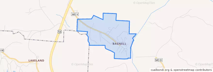 Mapa de ubicacion de Bagnell.