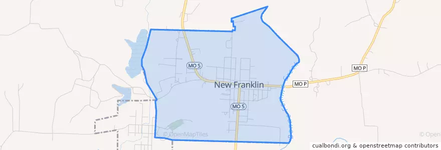 Mapa de ubicacion de New Franklin.