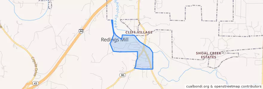 Mapa de ubicacion de Redings Mill.