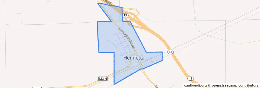 Mapa de ubicacion de Henrietta.