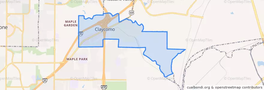 Mapa de ubicacion de Claycomo.