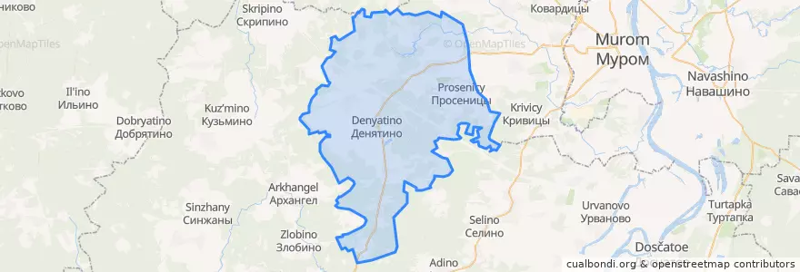 Mapa de ubicacion de Денятинское сельское поселение.