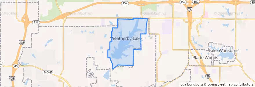 Mapa de ubicacion de Weatherby Lake.