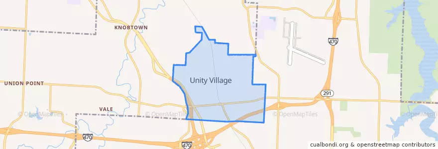 Mapa de ubicacion de Unity Village.