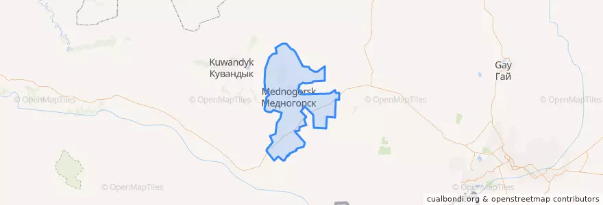 Mapa de ubicacion de городской округ Медногорск.