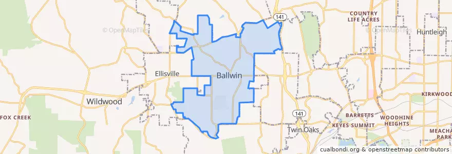 Mapa de ubicacion de Ballwin.