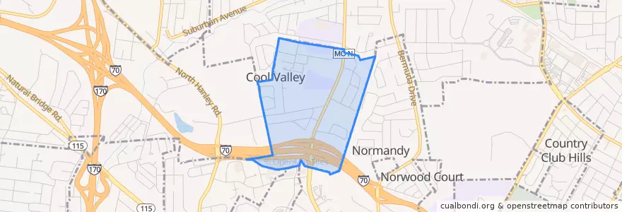 Mapa de ubicacion de Cool Valley.
