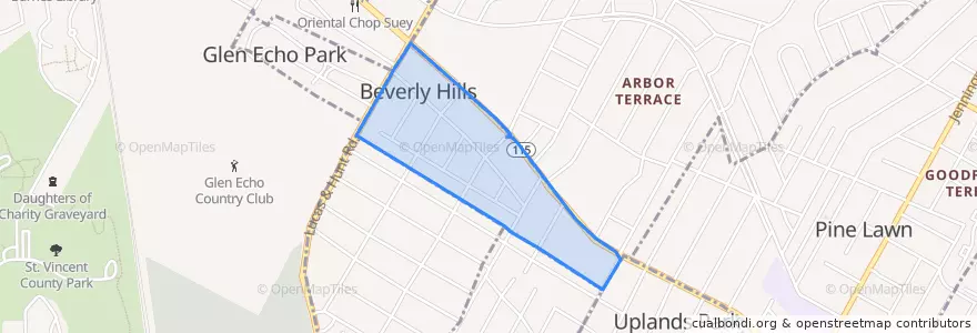 Mapa de ubicacion de Beverly Hills.