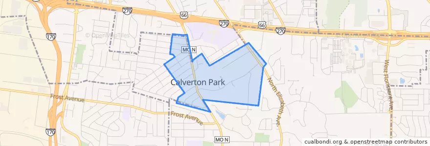 Mapa de ubicacion de Calverton Park.