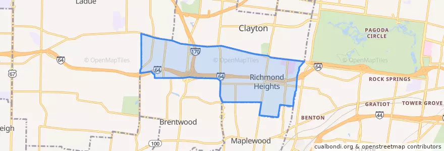 Mapa de ubicacion de Richmond Heights.