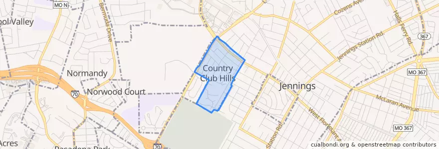 Mapa de ubicacion de Country Club Hills.