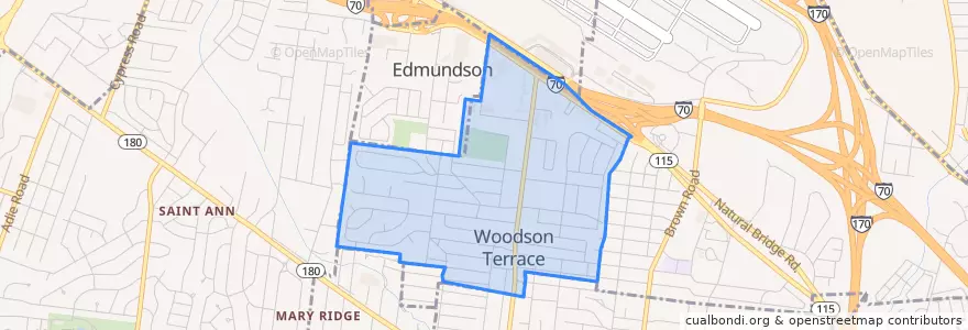 Mapa de ubicacion de Woodson Terrace.