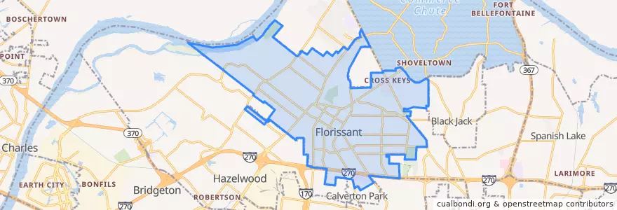 Mapa de ubicacion de Florissant.