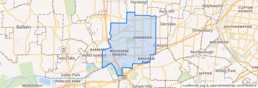 Mapa de ubicacion de Kirkwood.