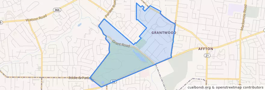 Mapa de ubicacion de Grantwood Village.