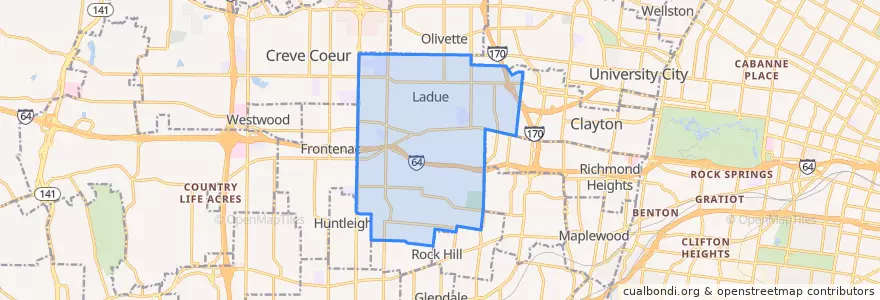 Mapa de ubicacion de Ladue.