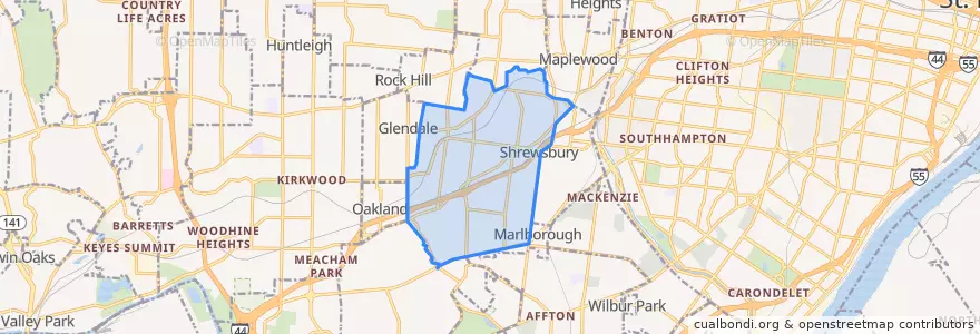 Mapa de ubicacion de Webster Groves.