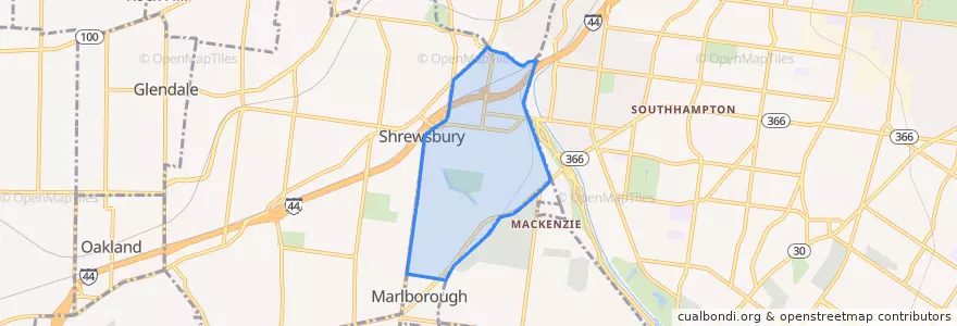 Mapa de ubicacion de Shrewsbury.