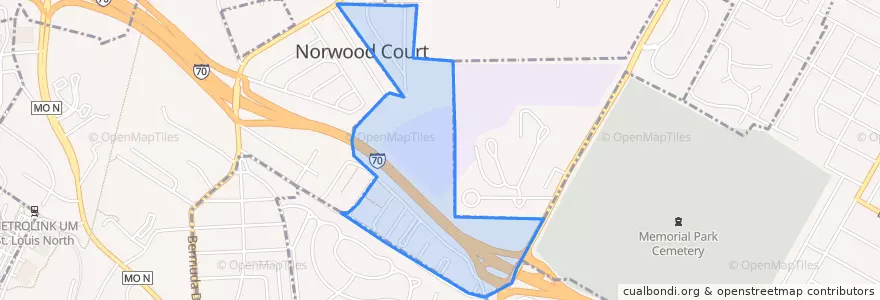 Mapa de ubicacion de Norwood Court.