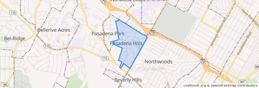 Mapa de ubicacion de Pasadena Hills.