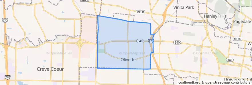 Mapa de ubicacion de Olivette.