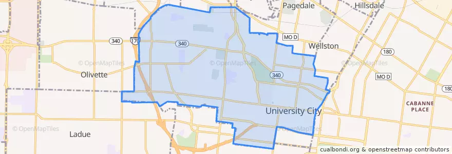 Mapa de ubicacion de University City.