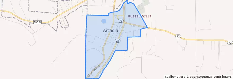Mapa de ubicacion de Arcadia.