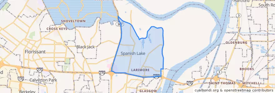 Mapa de ubicacion de Spanish Lake.