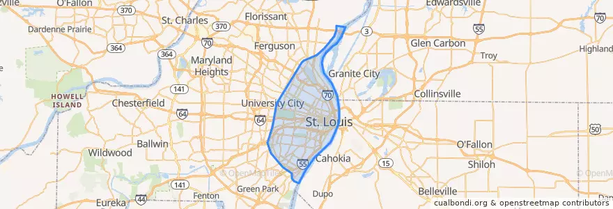 Mapa de ubicacion de St. Louis.