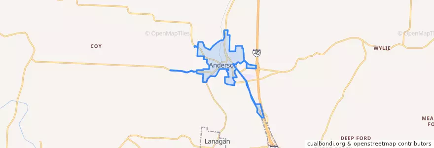 Mapa de ubicacion de Anderson.